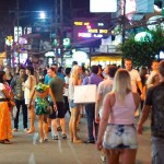 Unidentified people on the street of Patong at night. This neighborhood is famous from the nigh life and tourism. (small)