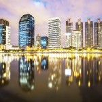 Cityscape of Bangkok at sunset overlooking Asoke and Central Business District in Bangkok. Thailand-Property.com