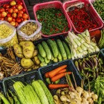 Various green ,fresh vegetables on display at a food market in Bangkok. Thailand-Property.com