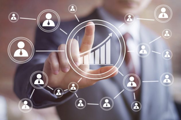 Man with chart business web diagram. Thailand-Property.com