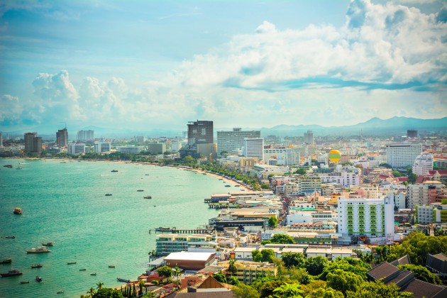 Beautiful gulf and city landscape of Pattaya, Thailand