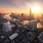 Chao Phraya River sunlight bangkok city