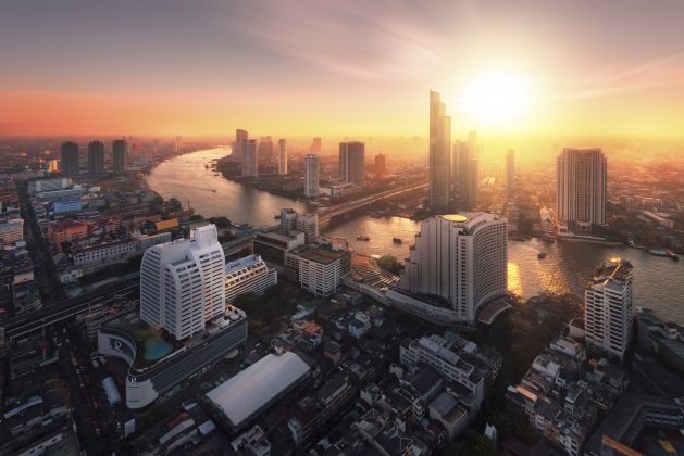 Chao Phraya River sunlight bangkok city