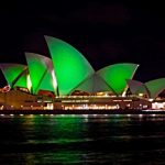 Sydney Opera House sails in green